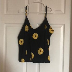 Navy flower crop top